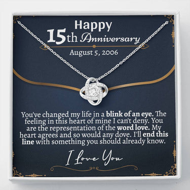 Personalized 15th Anniversary Love Knot Necklace - Love You This Much